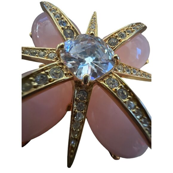 Pink Prong-set Glass Cabochon Stone Rhinestone Vintage Star Brooch Barbiecore Pi - Picture 9 of 11